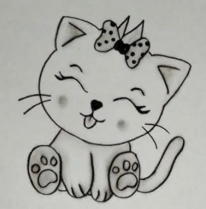 Cute Easy Cat Drawing - Crafty Art Ideas